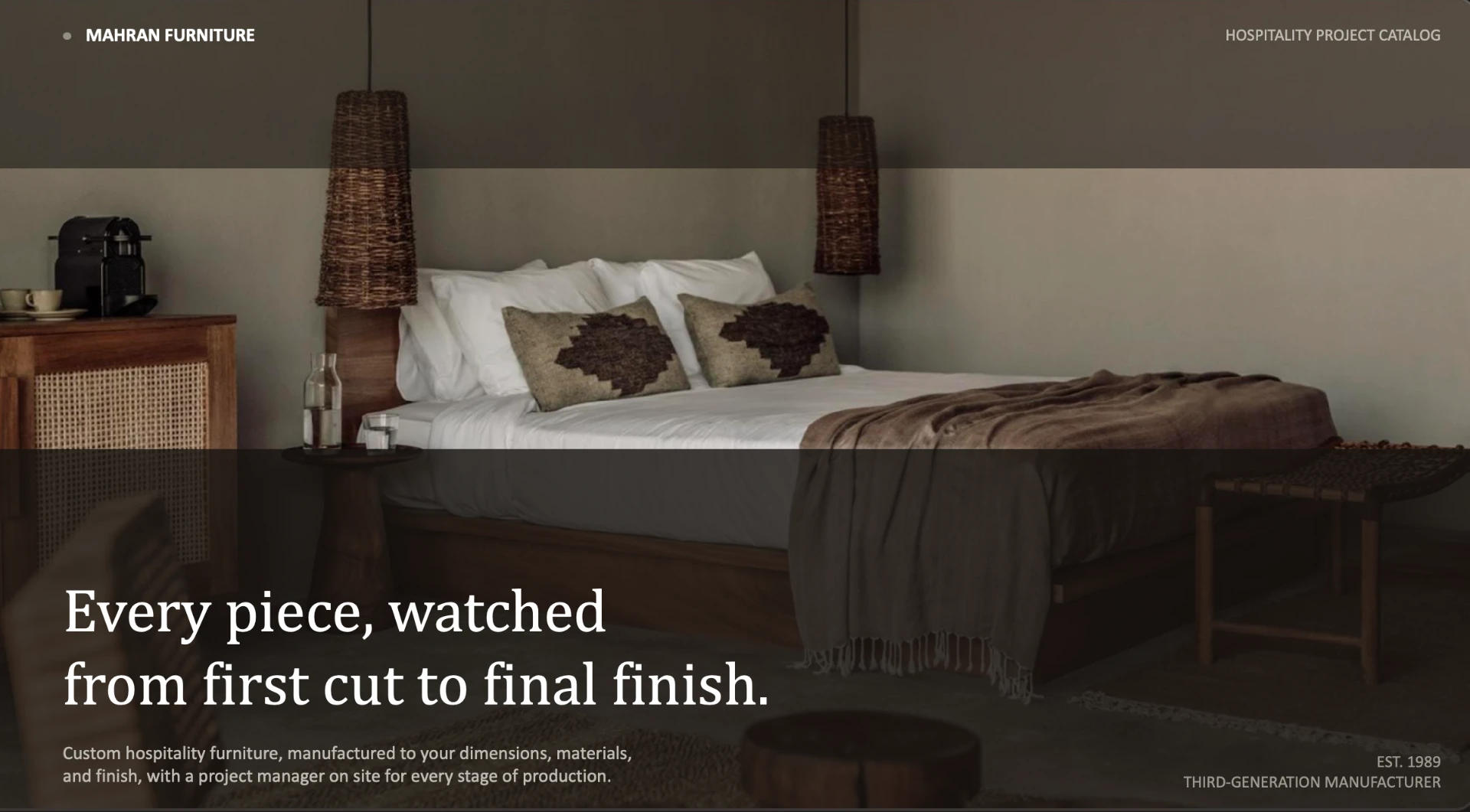 Bespoke hotel suite manufactured and furnished by Mahran